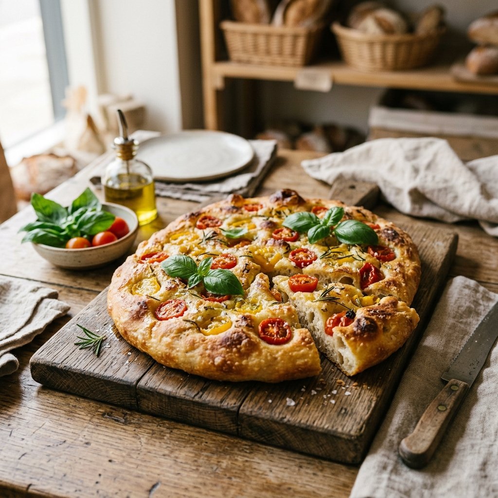 Focaccia com Manjericão